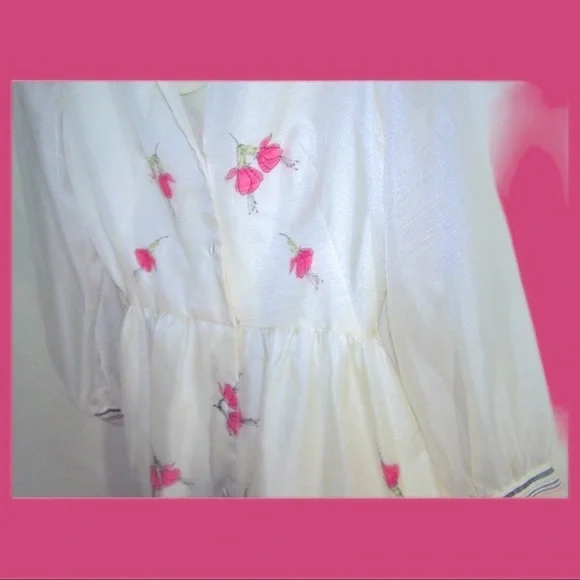 RARE Vintage 40s 50s Alfred Shaheen dress szM/L maxi grannycore silk chiffon vtg - Picture 4 of 10